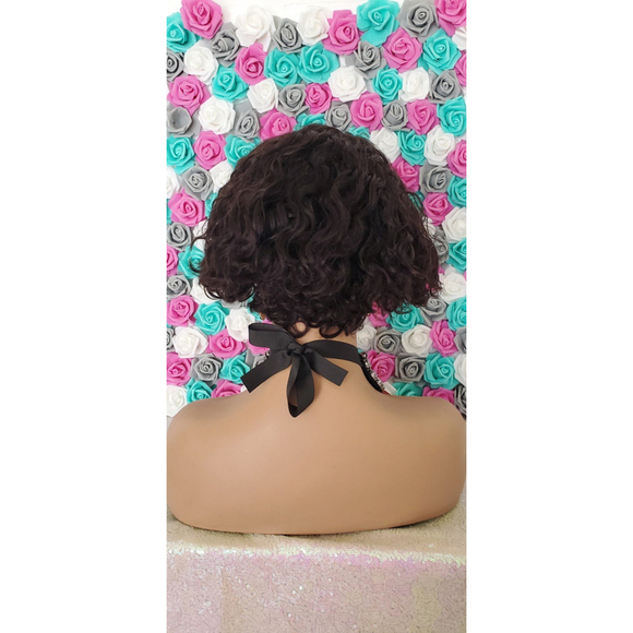 100%human hair curly bob wig main image 2